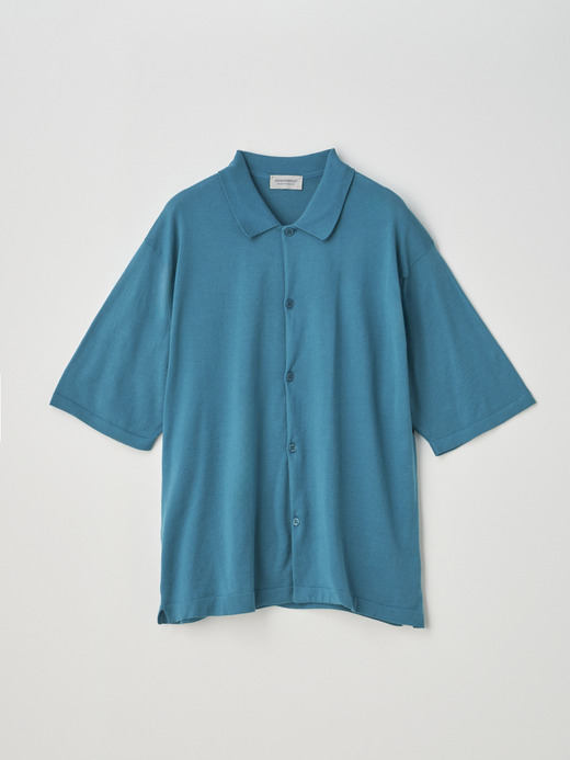  Short sleeved Welt hem Shirt Cardigan | S4674 | 30G 詳細画像 ATOLL TEAL 1
