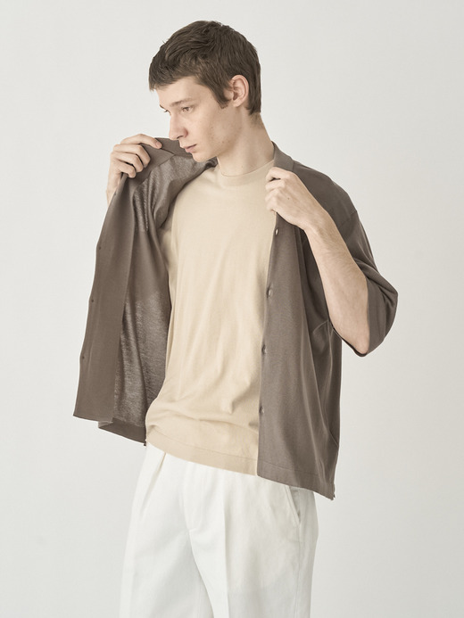  Short sleeved Welt hem Shirt Cardigan | S4674 | 30G 詳細画像 BEIGE MUSK 3