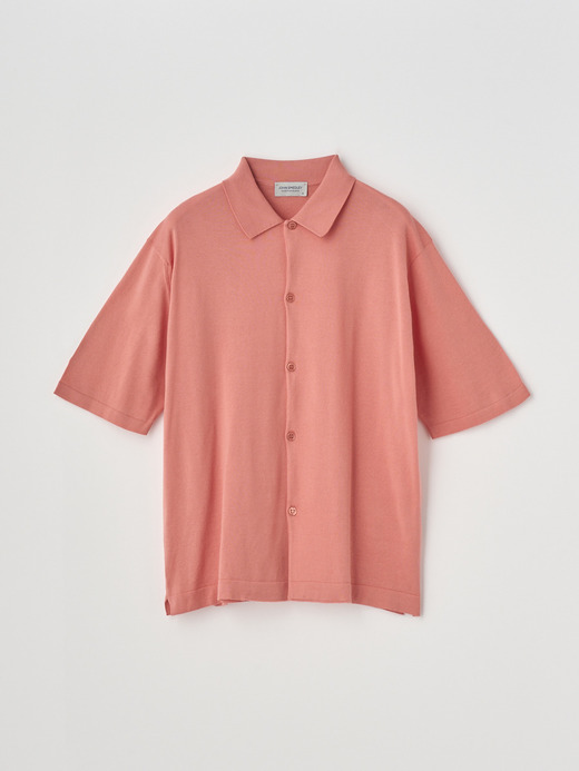  Short sleeved Welt hem Shirt Cardigan | S4674 | 30G 詳細画像 CORAL 1