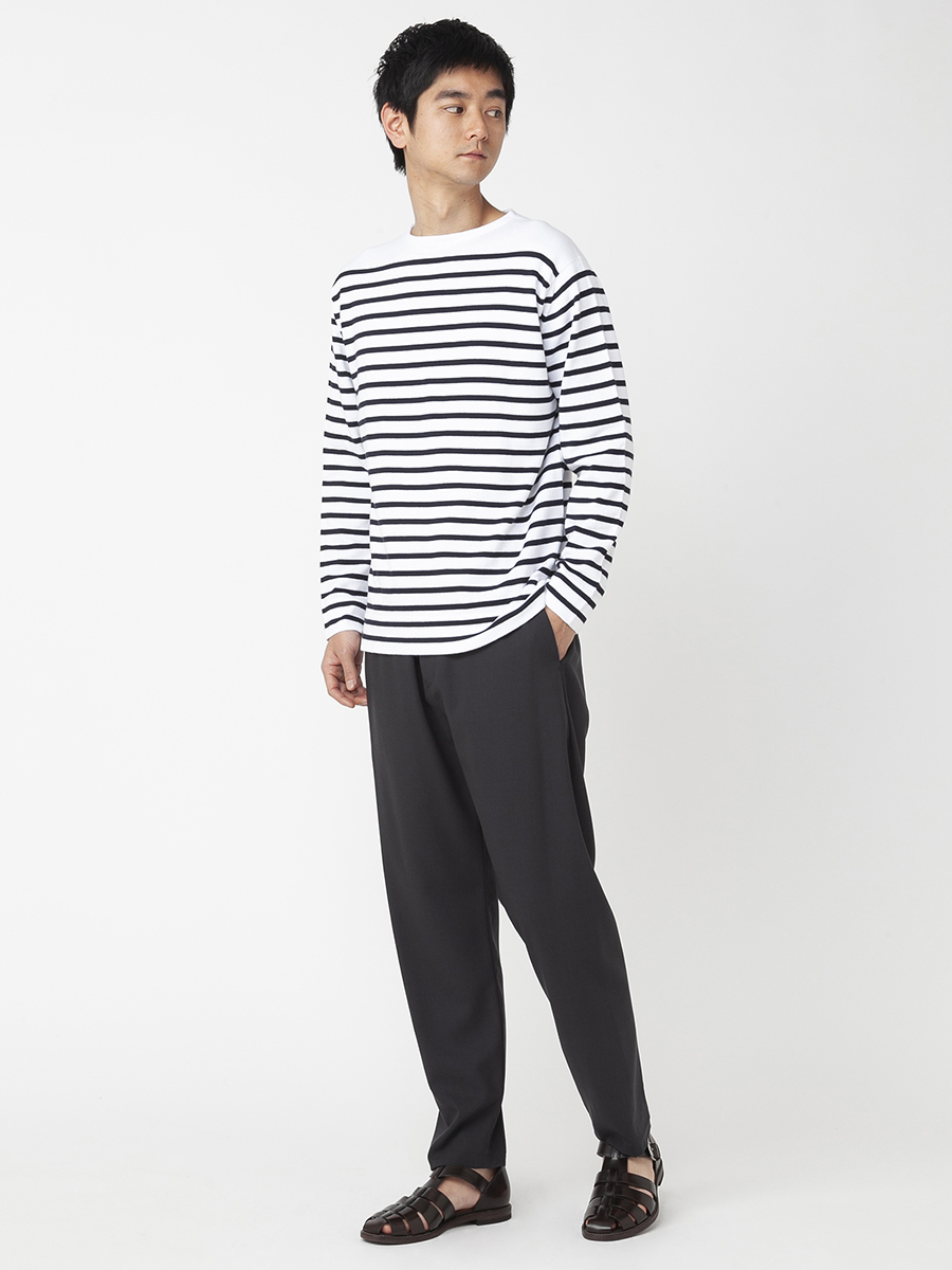 JOHN SMEDLEY ジョンスメドレー 24ゲージ ボーダー バスクシャツ-