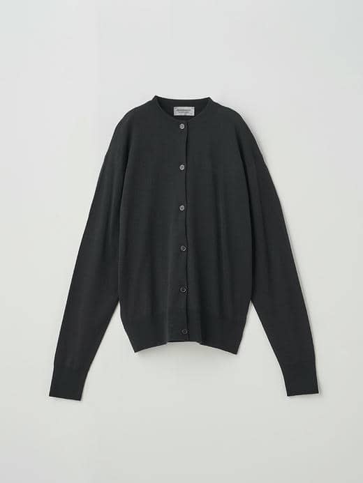 クルーネック長袖カーディガン | A4670 | 30G COMMON FIT 詳細画像 BLACK 1