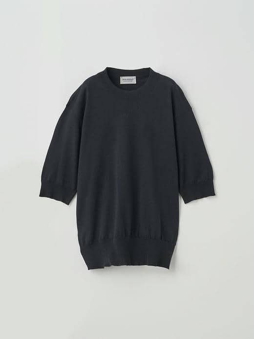 [Anglo Indian Gauze]クルーネック半袖ニットＴシャツ | BRIDIE | 30G EASY FIT 詳細画像 BLACK 1