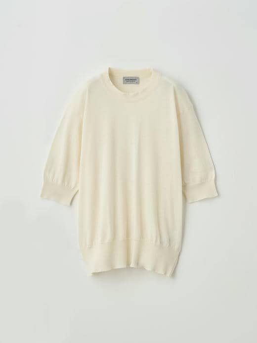 [Anglo Indian Gauze]クルーネック半袖ニットＴシャツ | BRIDIE | 30G EASY FIT 詳細画像 CHALK 1