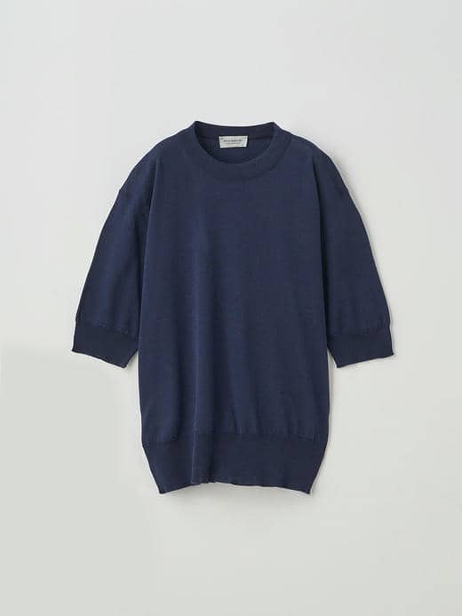 [Anglo Indian Gauze]クルーネック半袖ニットＴシャツ | BRIDIE | 30G EASY FIT 詳細画像 PEACOAT BLUE 1