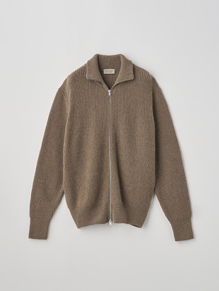 ［Eco Cashmere］カシミヤ混スタンドネックジップアップリブニットジャケット | BRILEY | 7G