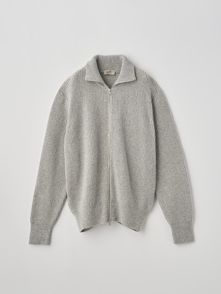 ［Eco Cashmere］カシミヤ混スタンドネックジップアップリブニットジャケット | BRILEY | 7G