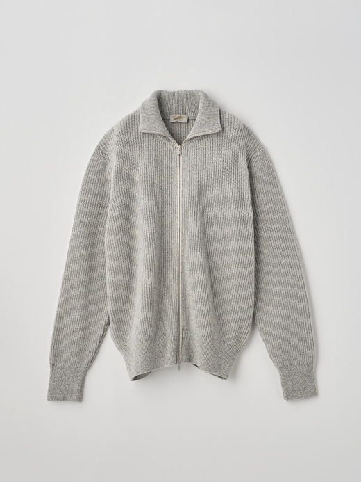 ［Eco Cashmere］カシミヤ混スタンドネックジップアップリブニットジャケット | BRILEY | 7G 詳細画像 POLAR 1