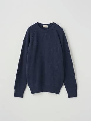 ［Eco Cashmere］カシミヤ混クルーネックリブニットプルオーバー | CONLAN | 7G