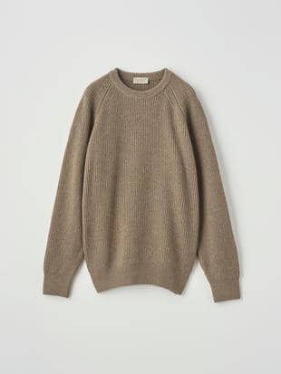 ［Eco Cashmere］カシミヤ混クルーネックリブニットプルオーバー | CONLAN | 7G