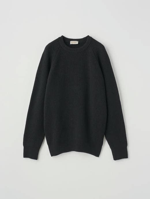 ［Eco Cashmere］カシミヤ混クルーネックリブニットプルオーバー | CONLAN | 7G 詳細画像 BLACK 1