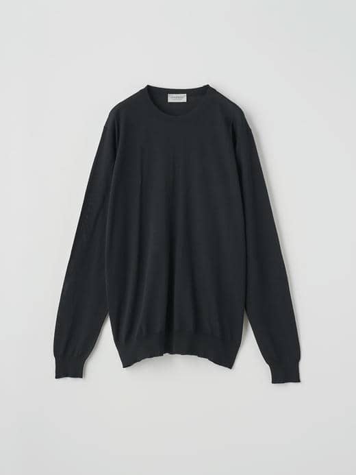 [Anglo Indian Gauze] クルーネック長袖ニットプルオーバー | DARLEY | 30G EASY FIT 詳細画像 BLACK 1