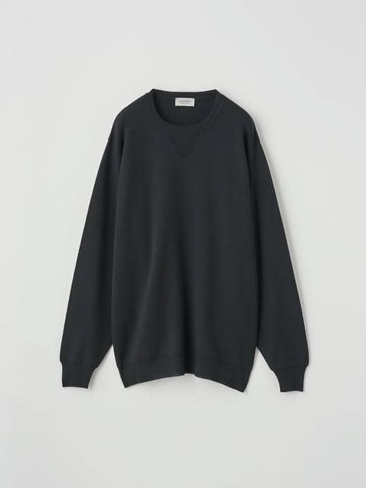 Ｗジャガード クルーネック長袖プルオーバー | GONSON | 30G STANDARD FIT 詳細画像 BLACK 1