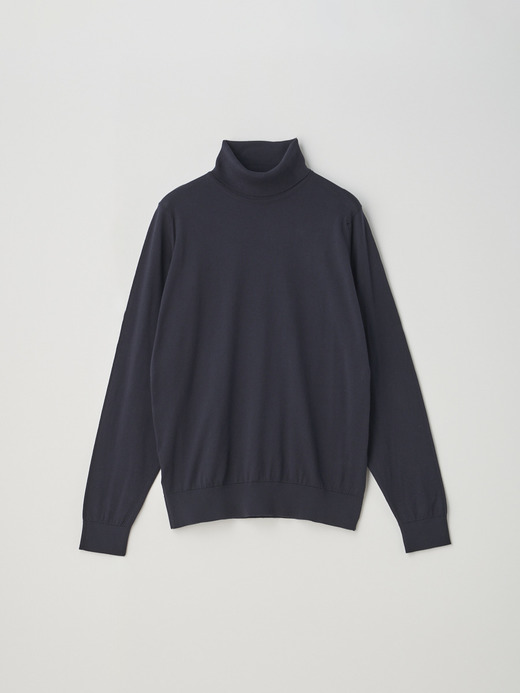 ［Sea Island Cotton］タートルネック長袖ニットプルオーバー | HAWLEY | 30G STANDARD FIT 詳細画像 NAVY 2