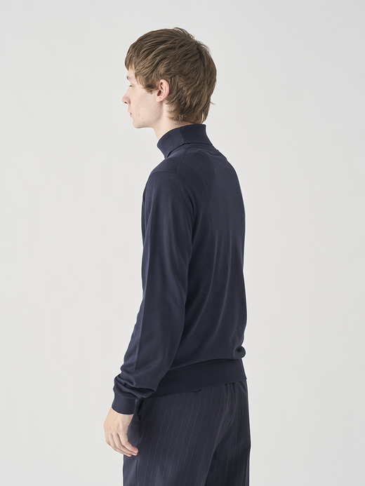 ［Sea Island Cotton］タートルネック長袖ニットプルオーバー | HAWLEY | 30G STANDARD FIT 詳細画像 NAVY 5