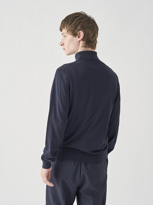 ［Sea Island Cotton］タートルネック長袖ニットプルオーバー | HAWLEY | 30G STANDARD FIT 詳細画像 NAVY 6