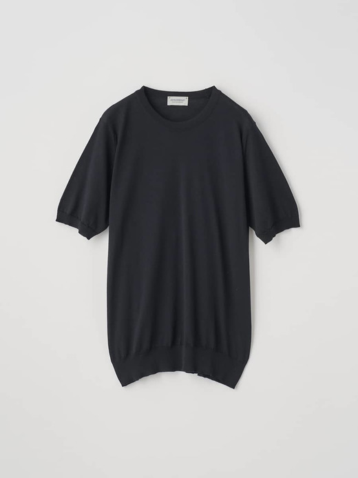 [Anglo Indian Gauze] クルーネックニットＴシャツ | HILCOTE | 30G EASY FIT 詳細画像 BLACK 2