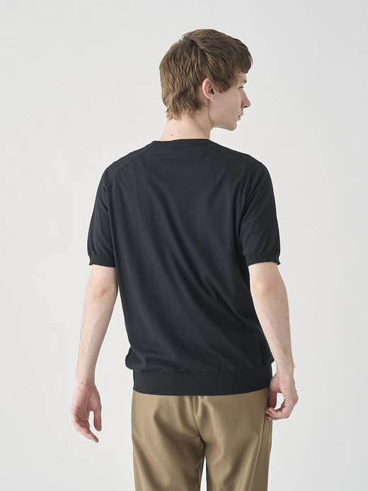 [Anglo Indian Gauze] クルーネックニットＴシャツ | HILCOTE | 30G EASY FIT 詳細画像 BLACK 5