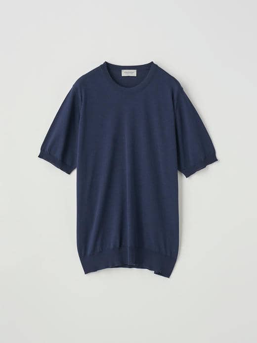 [Anglo Indian Gauze] クルーネックニットＴシャツ | HILCOTE | 30G EASY FIT 詳細画像 PEACOAT BLUE 1