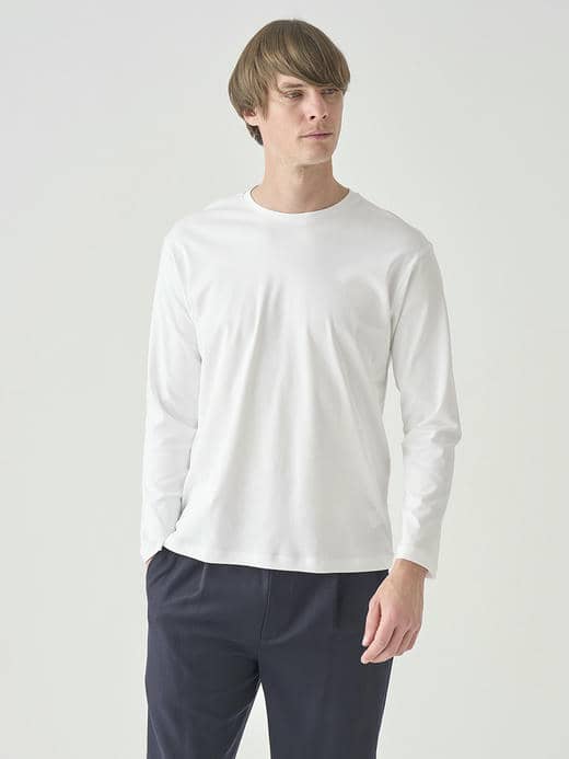 スビンコットンクルーネック長袖Ｔシャツ｜UNDERWEAR for MEN 詳細画像 NO1(L0348UTS920_ホワイト) 8