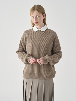 ［Eco Cashmere］カシミヤ混 クルーネックリブニットプルオーバー| LYLLA | 7G