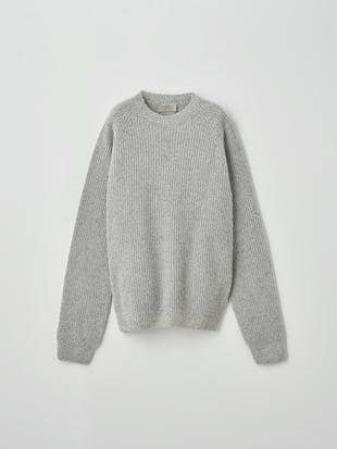 ［Eco Cashmere］カシミヤ混 クルーネックリブニットプルオーバー| LYLLA | 7G