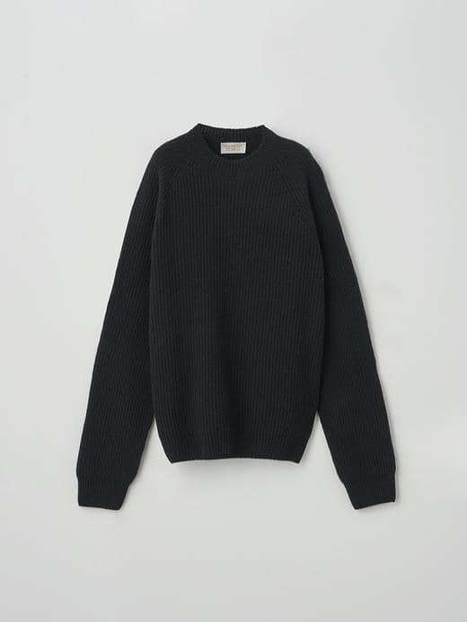 ［Eco Cashmere］カシミヤ混 クルーネックリブニットプルオーバー| LYLLA | 7G 詳細画像 BLACK 1