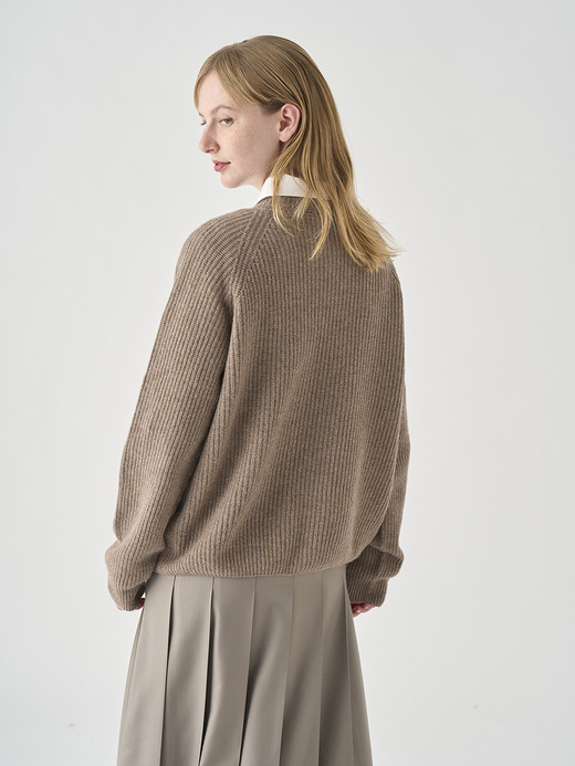 ［Eco Cashmere］カシミヤ混 クルーネックリブニットプルオーバー| LYLLA | 7G 詳細画像 MUSHROOM 4