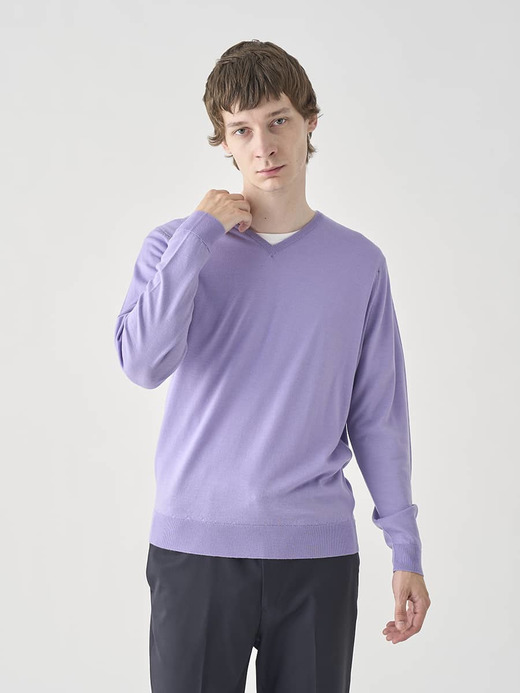 Ｖネック長袖ニットプルオーバー | PACKHAM | 30G MODERN FIT 詳細画像 COSMIC VIOLET 3