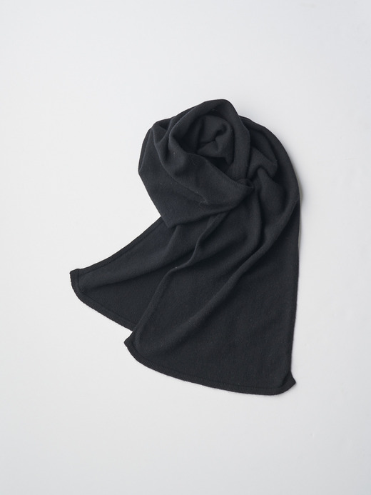 ［Eco Cashmere］カシミヤ混 ニットマフラー | QUARTZ | 7G 詳細画像 BLACK 1