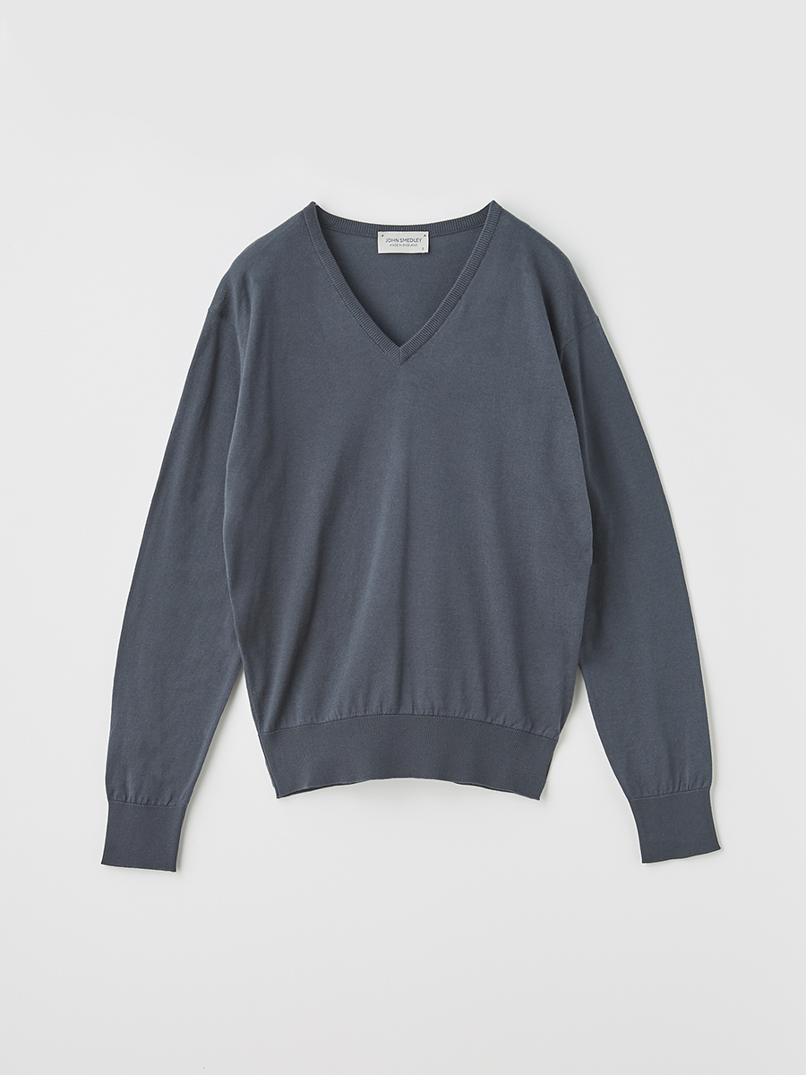 7,399円JOHN SMEDLEY woolborderknit sweater gray