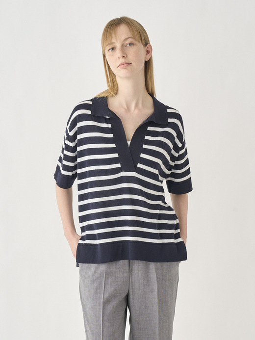Striped Open welt hem Shirt | SOLA | 30G 詳細画像 NO3(SOLA) 3