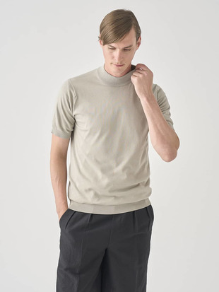 モックネック半袖コットンニットＴシャツ | ARBER | 30G MODERN FIT