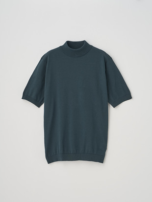 モックネック半袖コットンニットＴシャツ | ARBER | 30G MODERN FIT