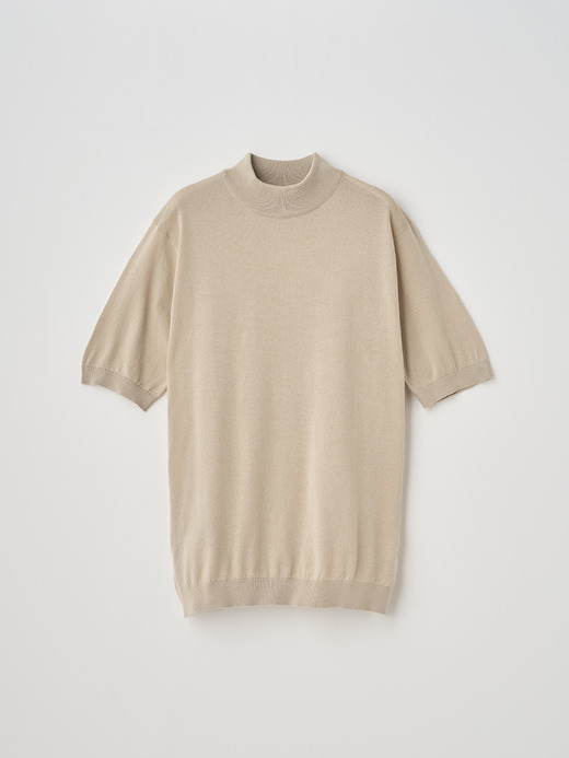 モックネック半袖コットンニットＴシャツ | ARBER | 30G MODERN FIT 詳細画像 ALMOND 1