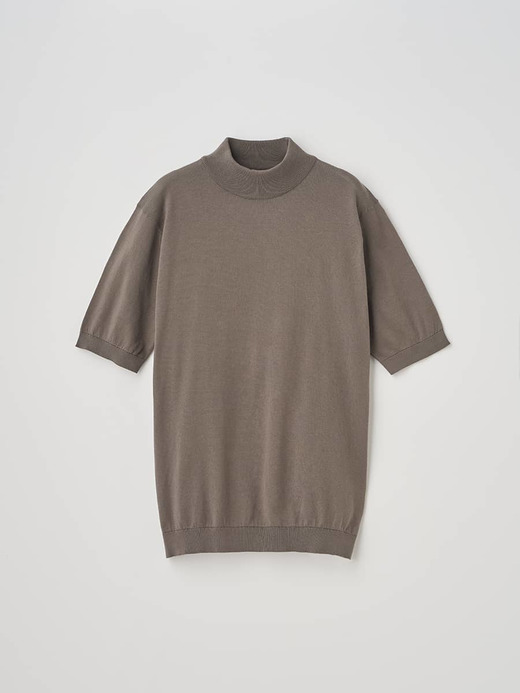 モックネック半袖コットンニットＴシャツ | ARBER | 30G MODERN FIT 詳細画像 BEIGE MUSK 2