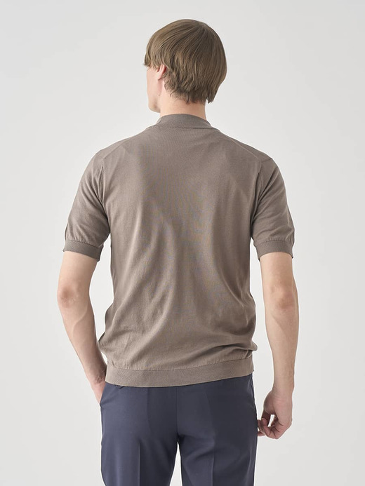 モックネック半袖コットンニットＴシャツ | ARBER | 30G MODERN FIT 詳細画像 BEIGE MUSK 7