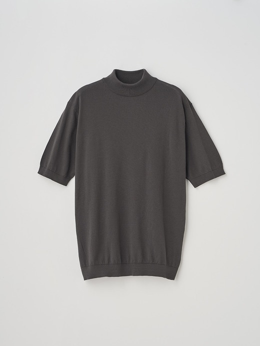 モックネック半袖コットンニットＴシャツ | ARBER | 30G MODERN FIT 詳細画像 CHOCOLAT 1