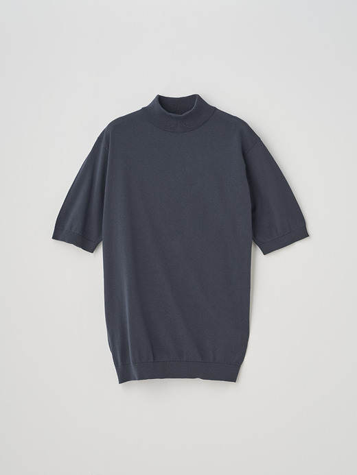 モックネック半袖コットンニットＴシャツ | ARBER | 30G MODERN FIT 詳細画像 FLINT 1