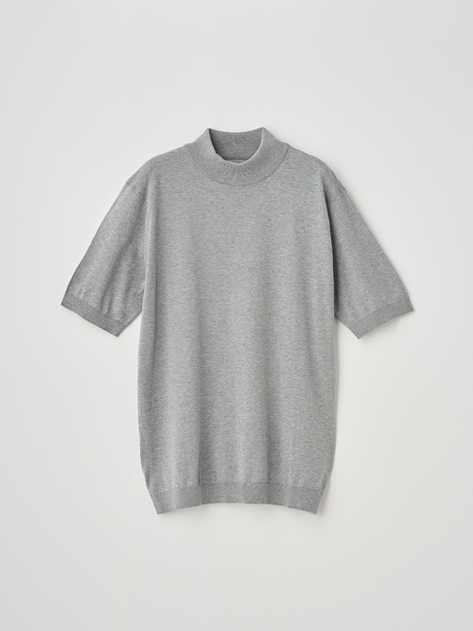 モックネック半袖コットンニットＴシャツ | ARBER | 30G MODERN FIT 詳細画像 SILVER 1