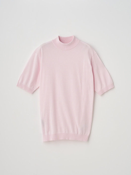 モックネック半袖コットンニットＴシャツ | ARBER | 30G MODERN FIT 詳細画像 SOFT PINK 1