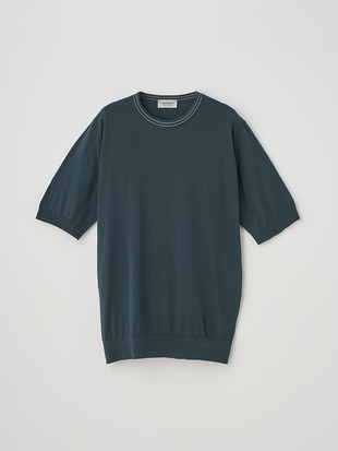 ティッピング半袖コットンニットＴシャツ | ASA | 30G EASY FIT