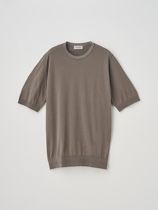 ティッピング半袖コットンニットＴシャツ | ASA | 30G EASY FIT