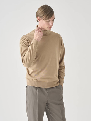 ［LUXURY FIBRES］カシミヤシルクタートルネック長袖ニットプルオーバー | BRAMWELL | 30G EASY FIT