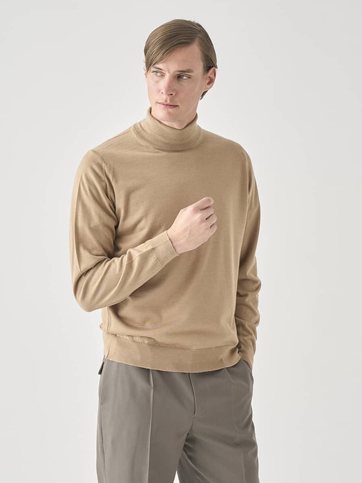 ［LUXURY FIBRES］カシミヤシルクタートルネック長袖ニットプルオーバー | BRAMWELL | 30G EASY FIT 詳細画像 CAMEL 5