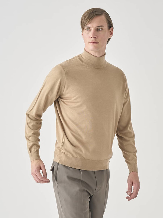 ［LUXURY FIBRES］カシミヤシルクタートルネック長袖ニットプルオーバー | BRAMWELL | 30G EASY FIT 詳細画像 CAMEL 7