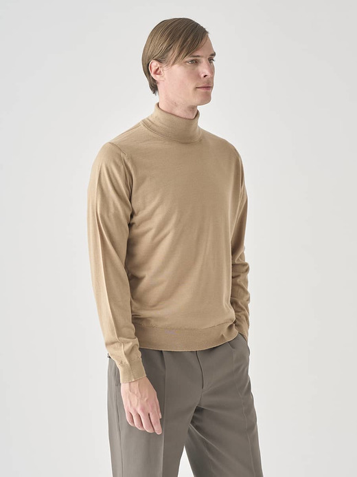 ［LUXURY FIBRES］カシミヤシルクタートルネック長袖ニットプルオーバー | BRAMWELL | 30G EASY FIT 詳細画像 CAMEL 8