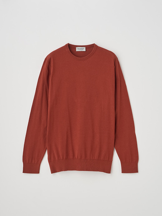 クルーネック長袖コットンニットプルオーバー | DAVID | 30G MODERN FIT 詳細画像 BAKED RED 1