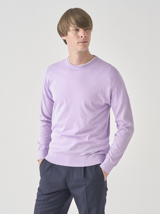 クルーネック長袖コットンニットプルオーバー | DAVID | 30G MODERN FIT 詳細画像 LILAC BREEZE 1