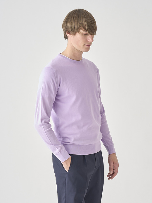 クルーネック長袖コットンニットプルオーバー | DAVID | 30G MODERN FIT 詳細画像 LILAC BREEZE 3