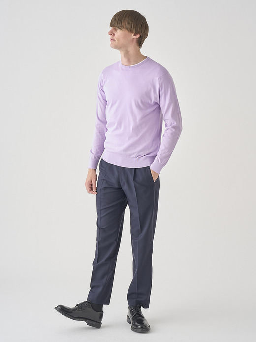 クルーネック長袖コットンニットプルオーバー | DAVID | 30G MODERN FIT 詳細画像 LILAC BREEZE 8